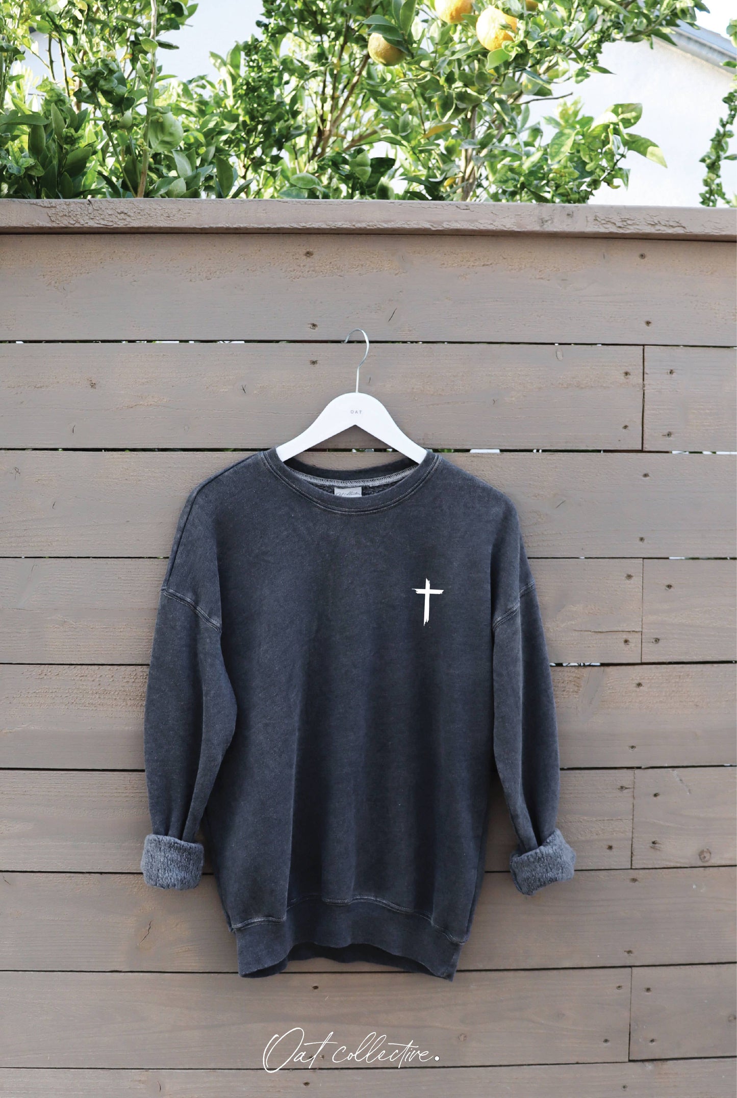 OAT COLLECTIVE - JESUS HAS MY BACK Mineral Graphic Sweatshirt