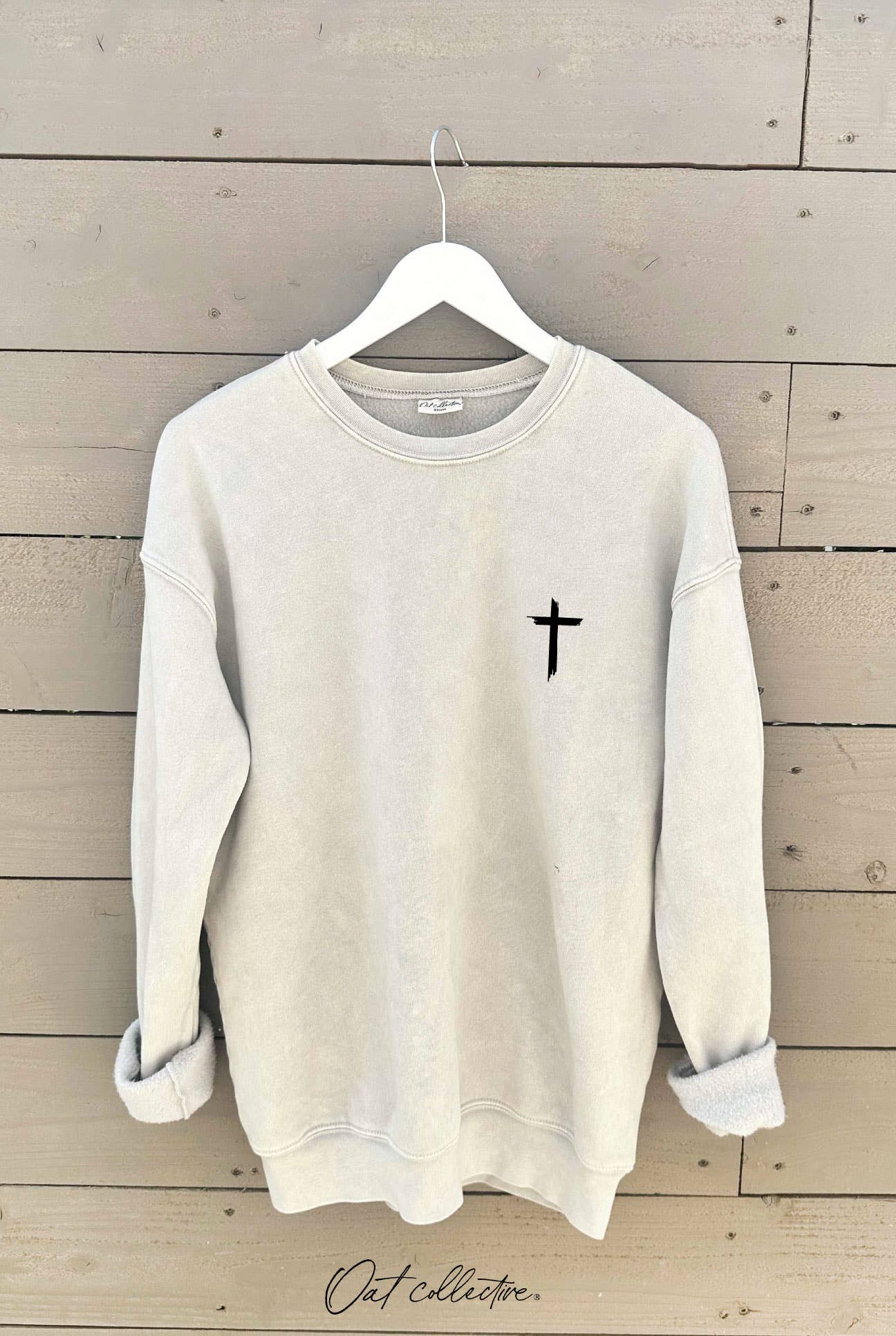 OAT COLLECTIVE - JESUS HAS MY BACK Mineral Graphic Sweatshirt