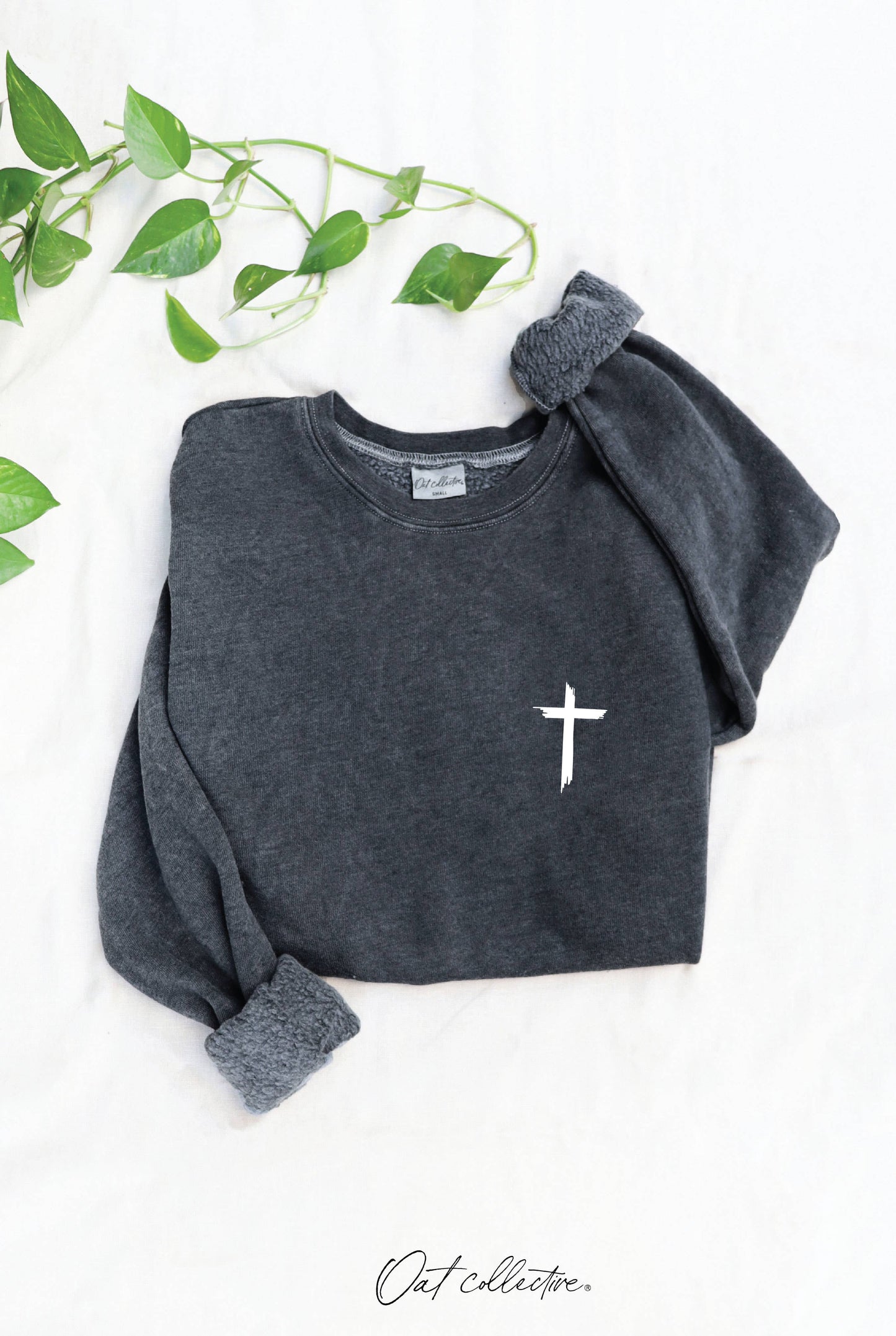 OAT COLLECTIVE - JESUS HAS MY BACK Mineral Graphic Sweatshirt