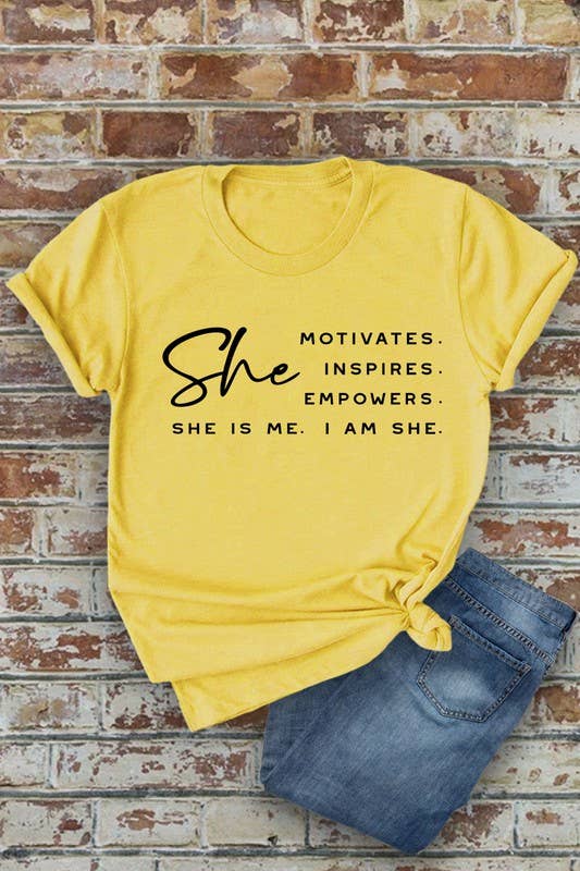 Top Avenue - She Motivates, Inspires, Empowers, She Is Me, I Am She, Unisex Round Neck T-Shirt