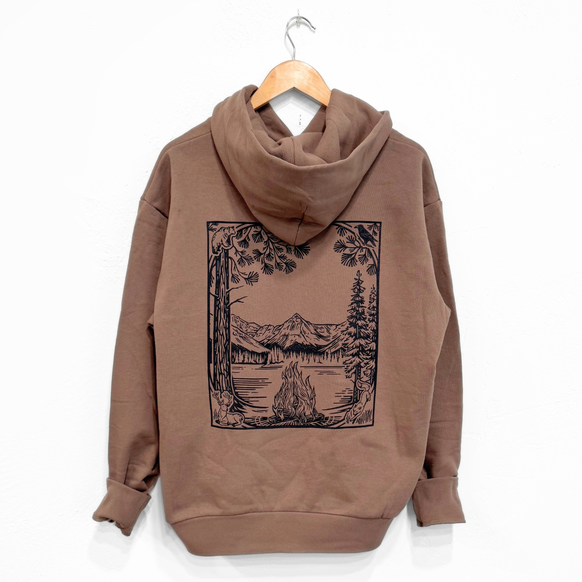 The Montana Scene - Fireside Unisex Hoodie - Clay (optional front print)