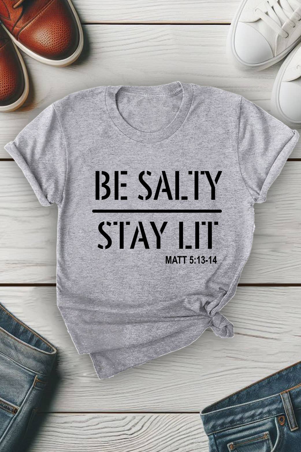 Top Avenue - Be Salty Stay Lit, Unisex Round Neck T-Shirt