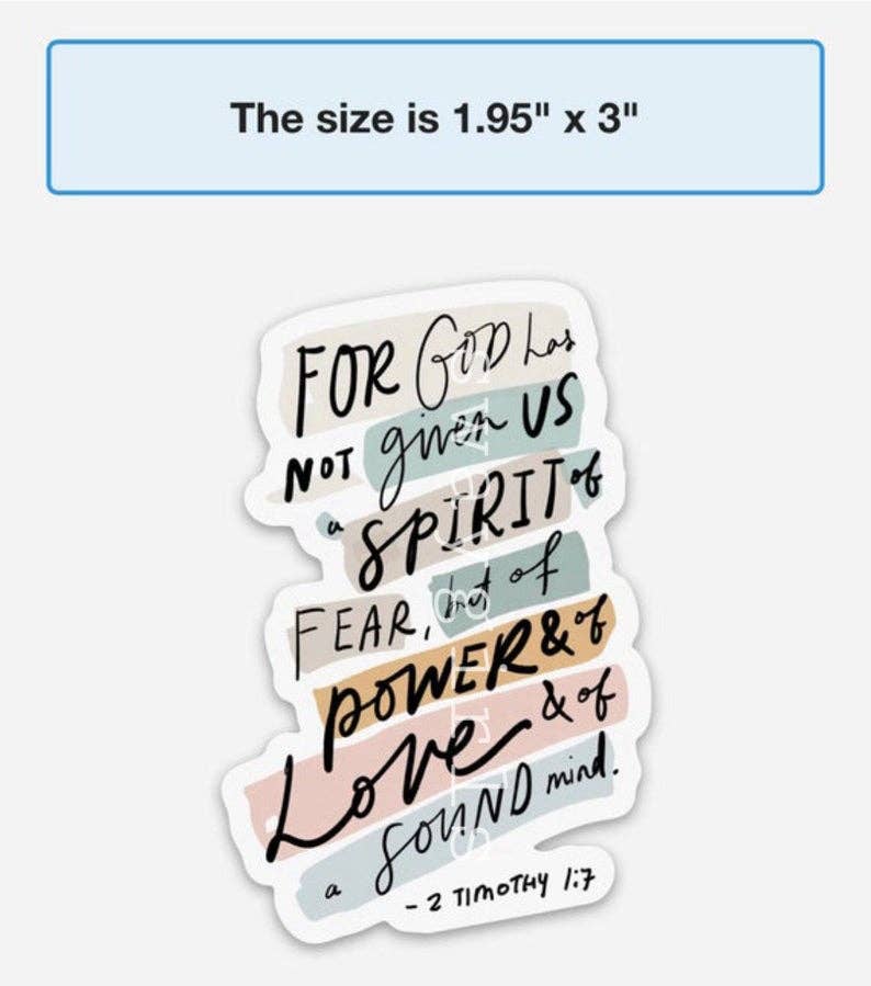 2 Timothy 1:7 Sticker *FREE SHIPPING with any order over $10
