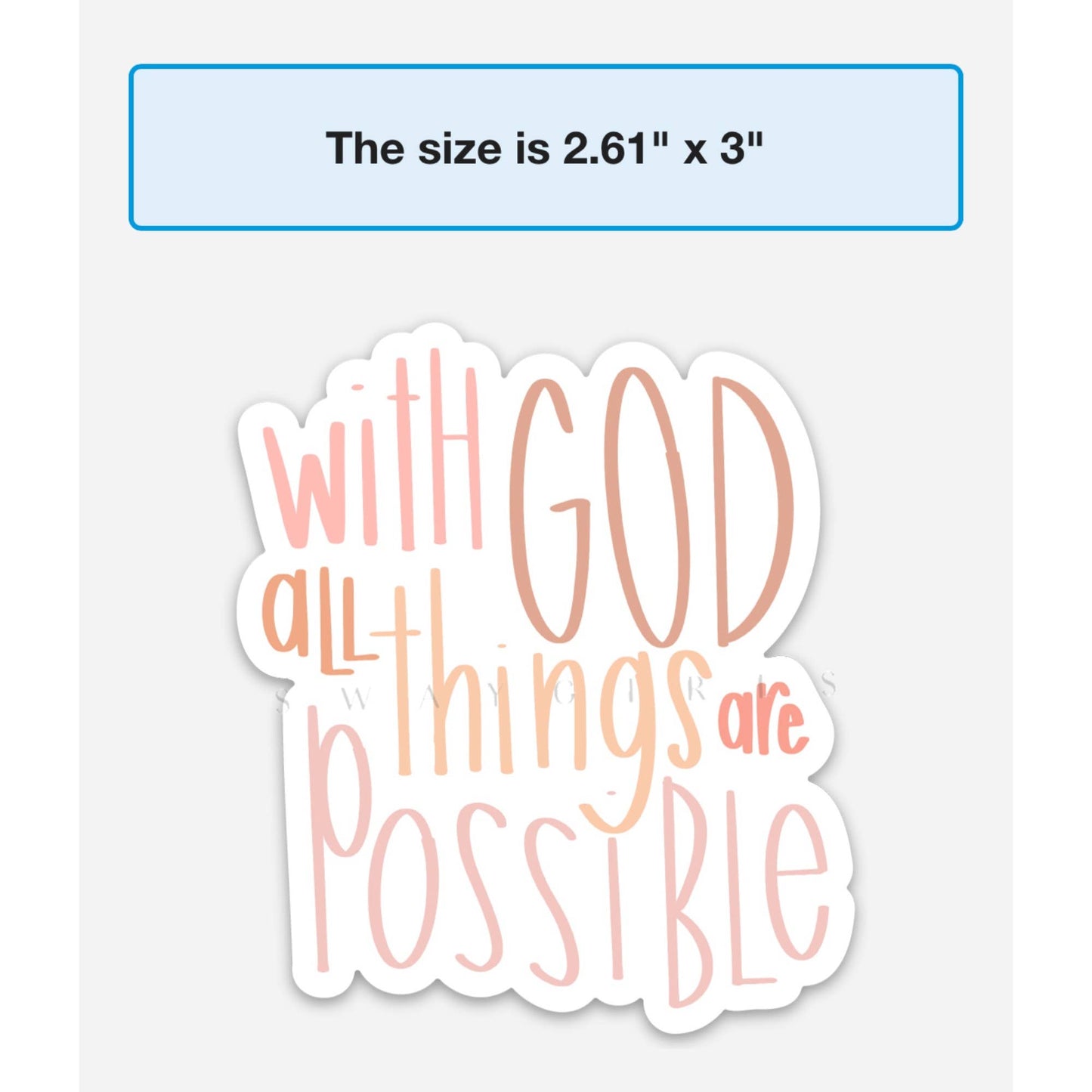 Matthew 19:26 Sticker *FREE SHIPPING with any order over $10
