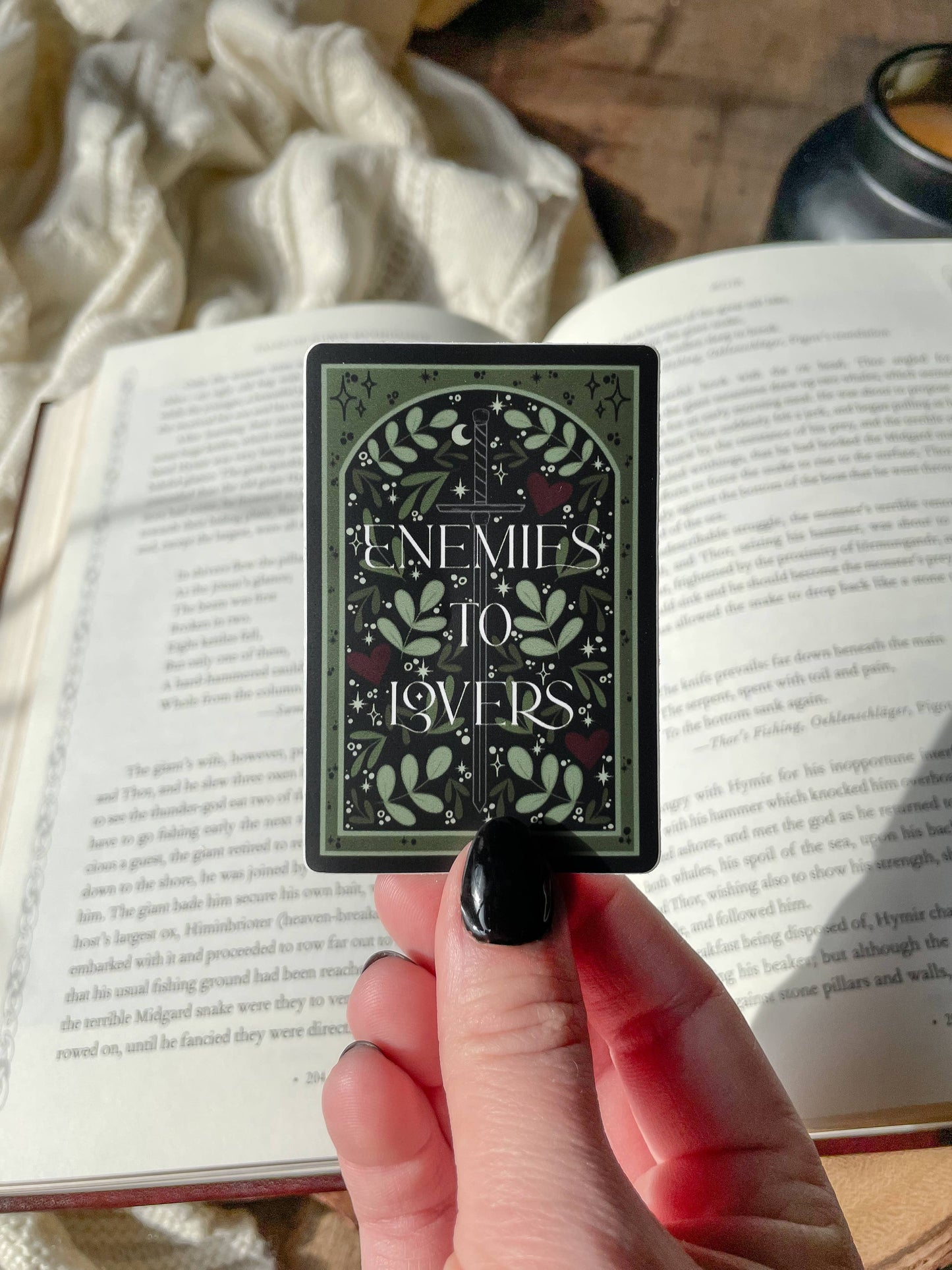 Meaggie Moos - Enemies to Lovers Book Trope Waterproof Vinyl Sticker