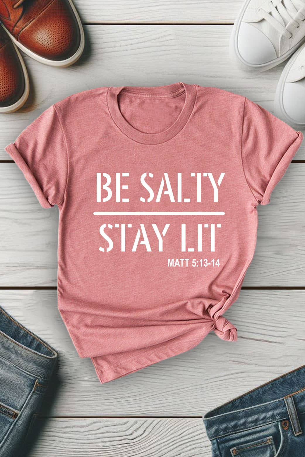 Top Avenue - Be Salty Stay Lit, Unisex Round Neck T-Shirt