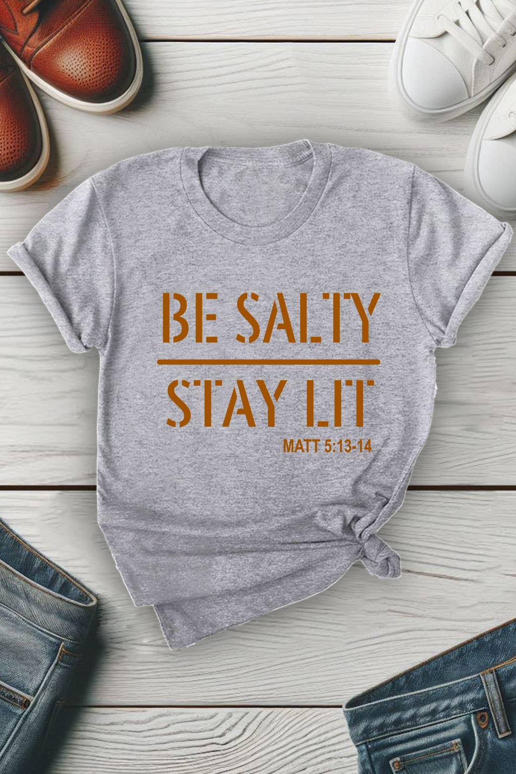 Top Avenue - Be Salty Stay Lit, Unisex Round Neck T-Shirt