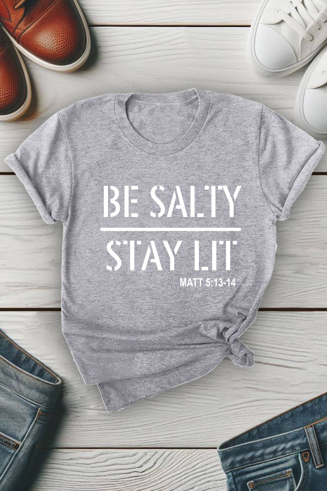 Top Avenue - Be Salty Stay Lit, Unisex Round Neck T-Shirt