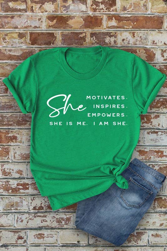 Top Avenue - She Motivates, Inspires, Empowers, She Is Me, I Am She, Unisex Round Neck T-Shirt