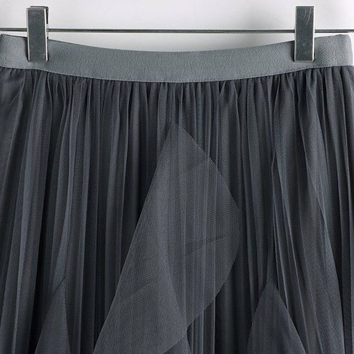 ACCITY - TULLE SKIRT MID-LENGTH HIGH WAIST PLEATED SKIRT_CWBLS0397