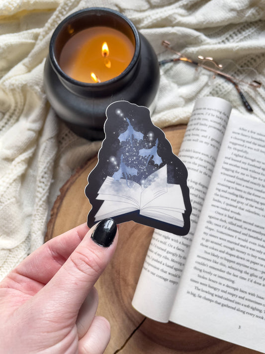 Meaggie Moos - Magical Book With Dragons Waterproof Vinyl Sticker