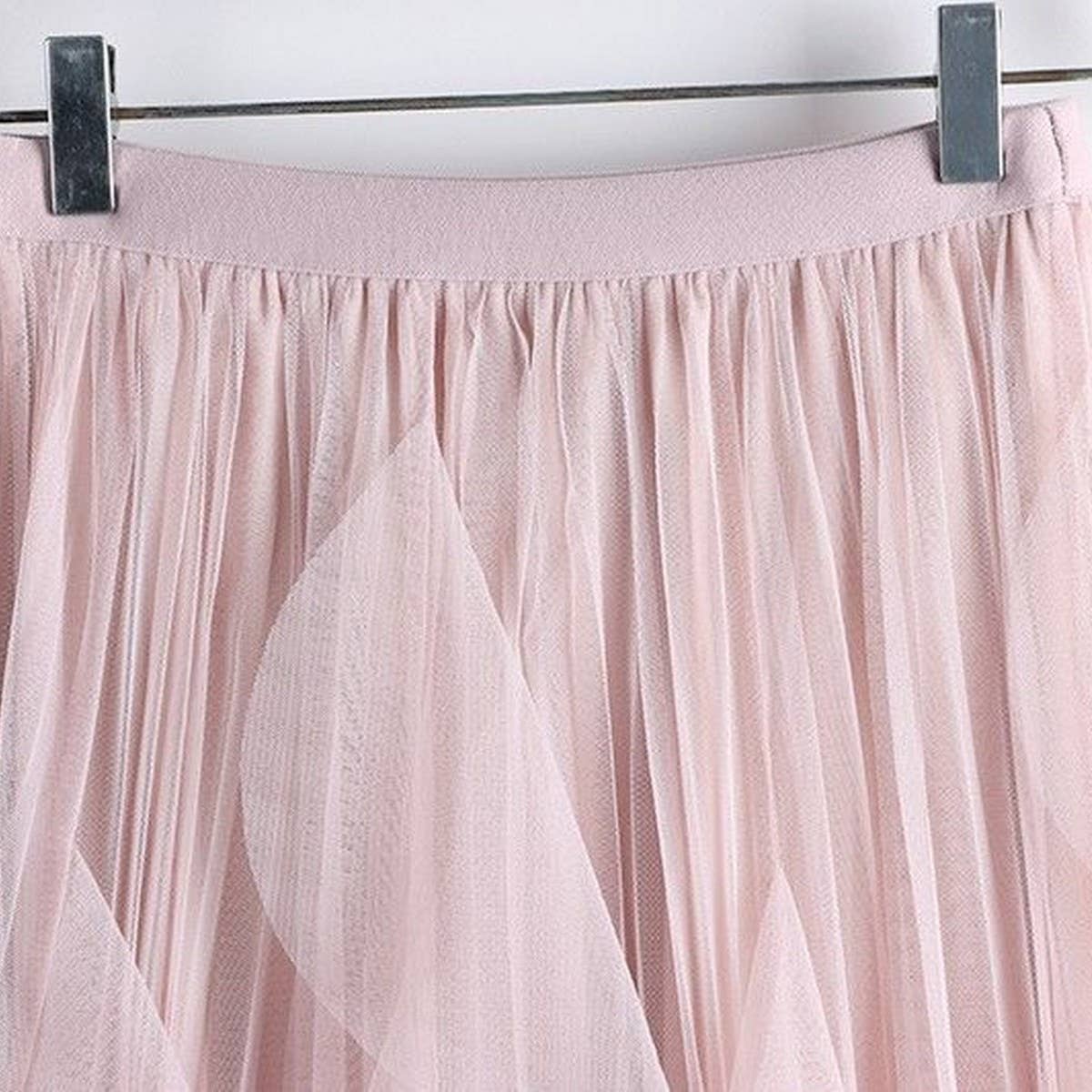 ACCITY - TULLE SKIRT MID-LENGTH HIGH WAIST PLEATED SKIRT_CWBLS0397