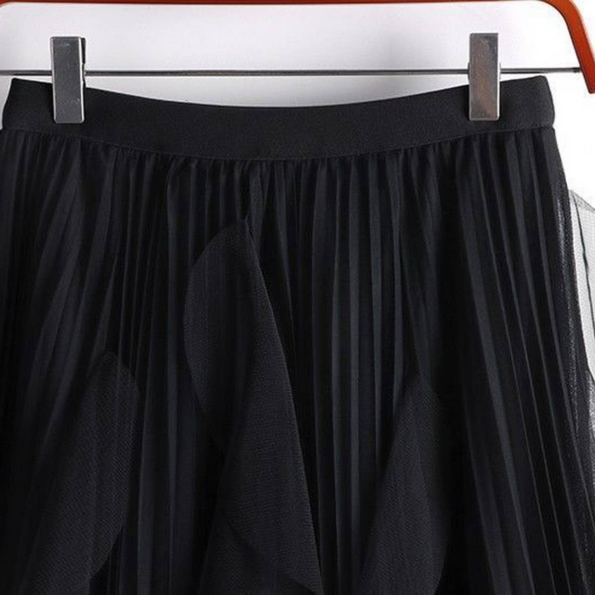 ACCITY - TULLE SKIRT MID-LENGTH HIGH WAIST PLEATED SKIRT_CWBLS0397