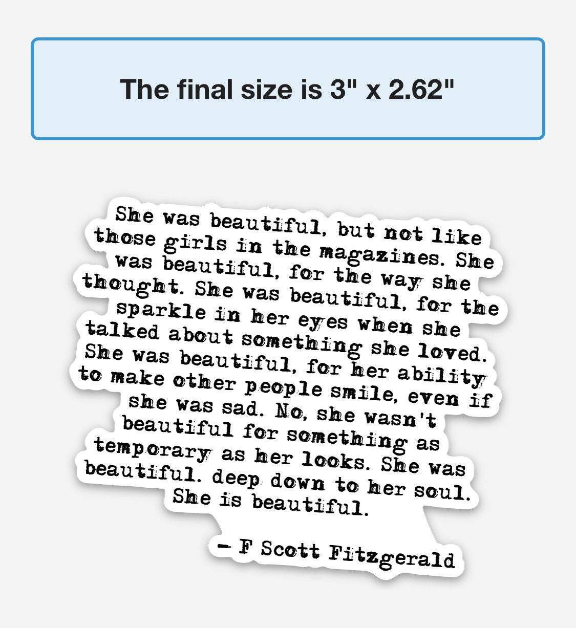 F Scott Fitzgerald Sticker *FREE SHIPPING with any order over $10