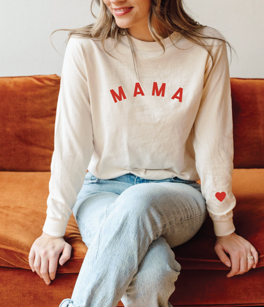 Saved by Grace Co. - Mama - Heart on Sleeve - Long Sleeved Tee