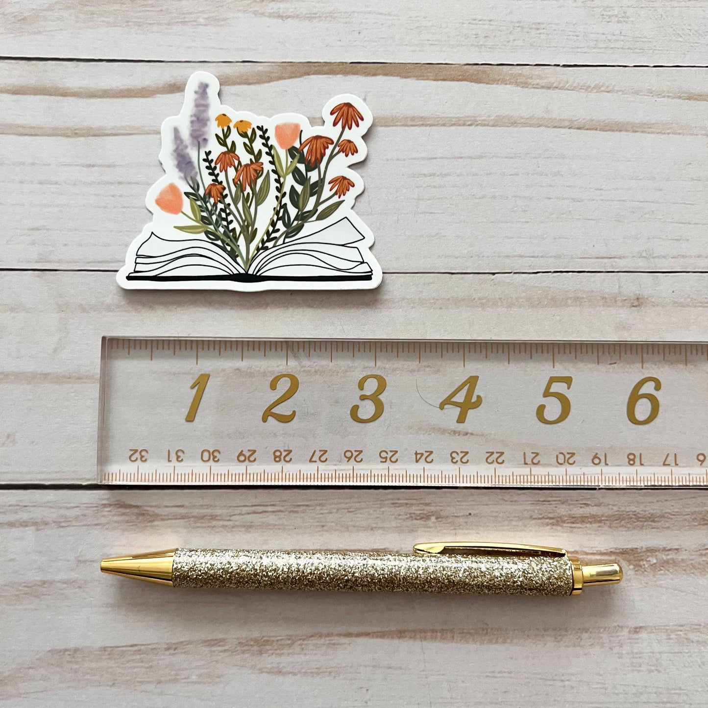 Book & Flowers Sticker *FREE SHIPPING with any order over $10