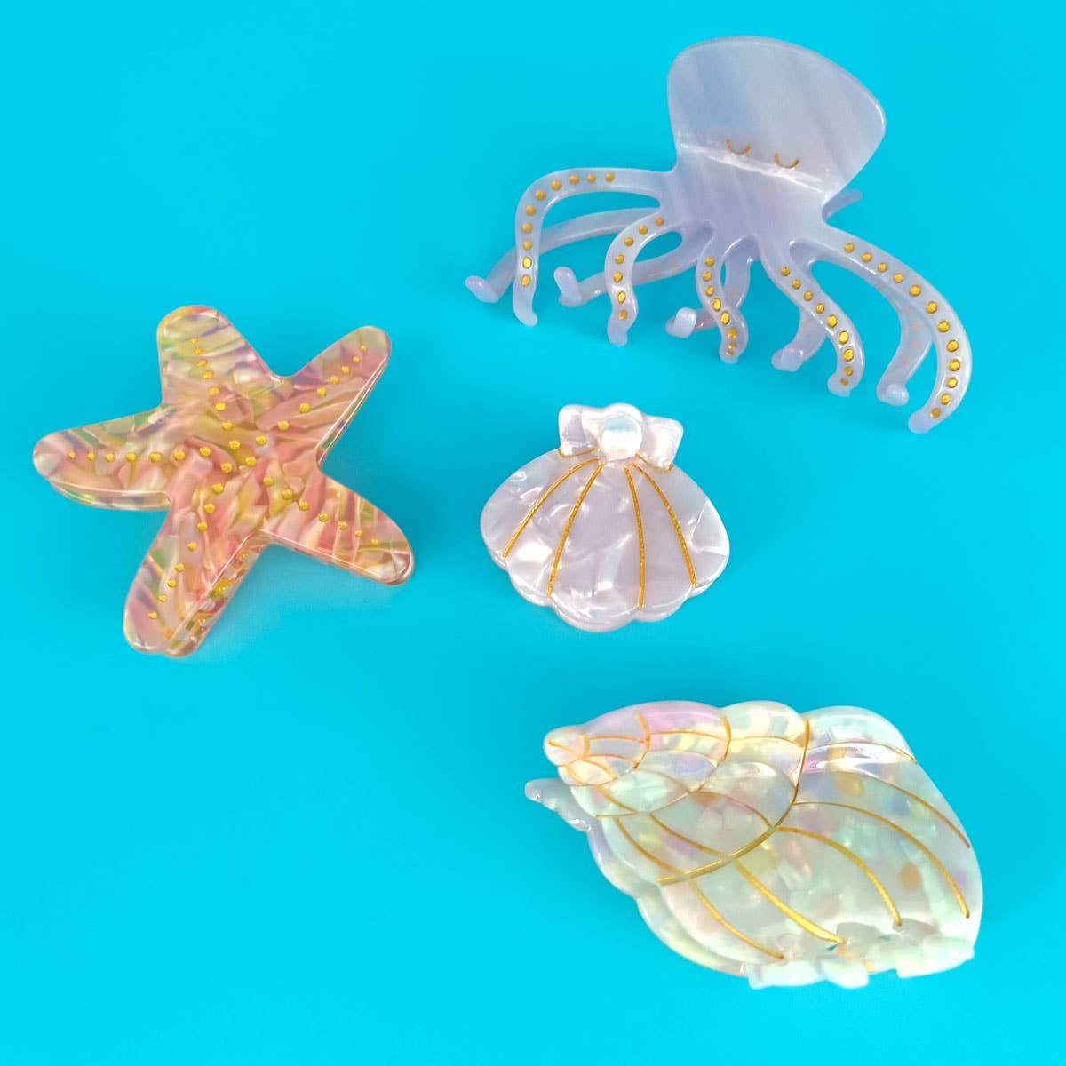 ACCITY - OCEAN BEACH FISH SEASHELL ACRYLIC HAIR CLAW CLIPS _CWAHA0552