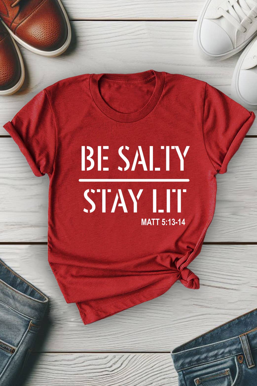 Top Avenue - Be Salty Stay Lit, Unisex Round Neck T-Shirt