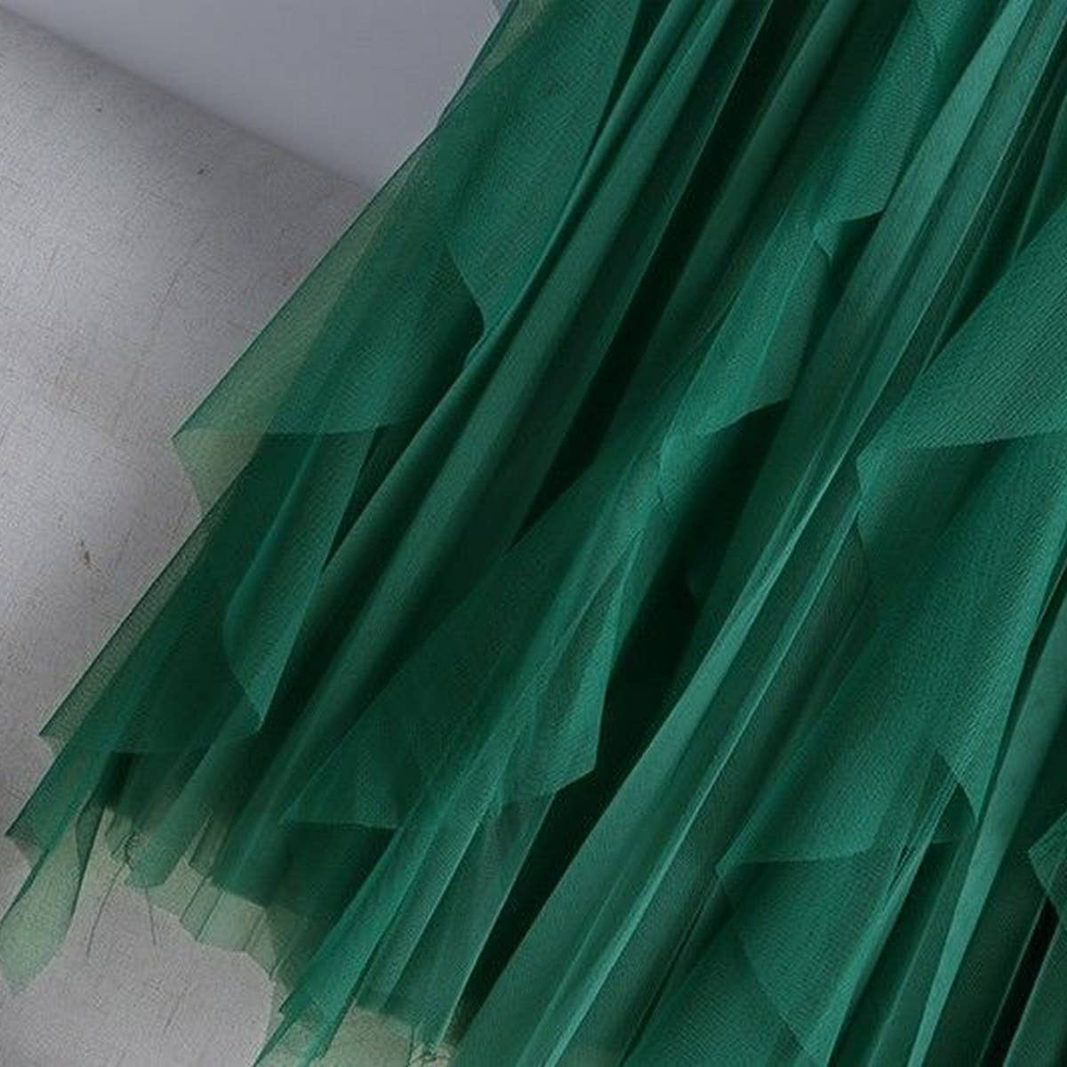 ACCITY - TULLE SKIRT MID-LENGTH HIGH WAIST PLEATED SKIRT_CWBLS0397