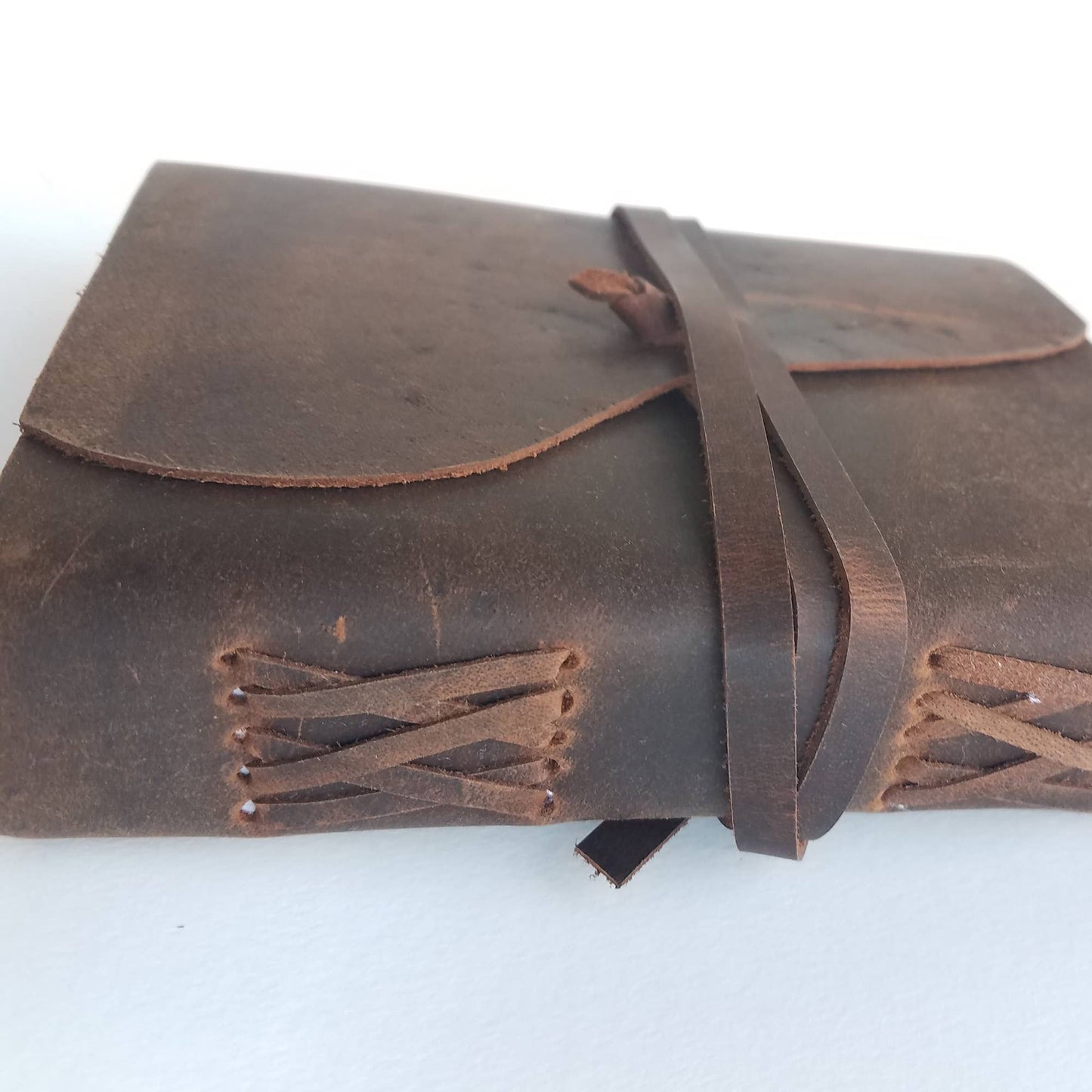 Welsh Dragon Leather Journal With Cord, Unlined Paper: Dark brown