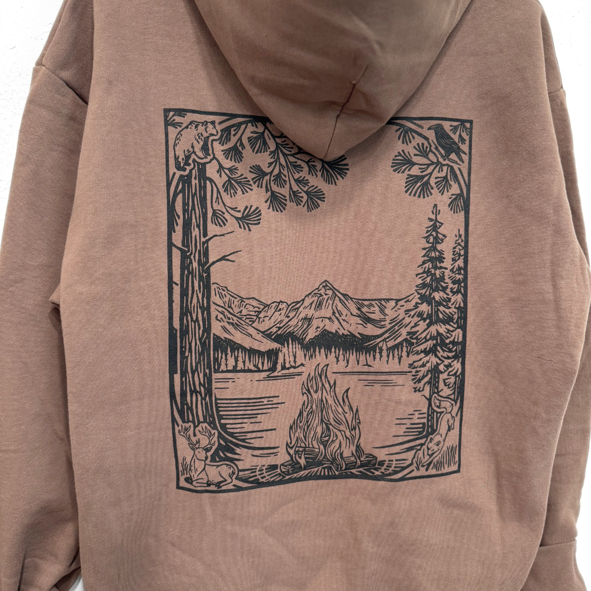 The Montana Scene - Fireside Unisex Hoodie - Clay (optional front print)