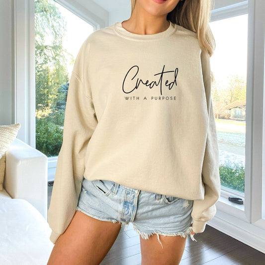 Wholehearted Motherhood and Co. - Created With A Purpose Sweatshirt  - Christian Sweatshirt