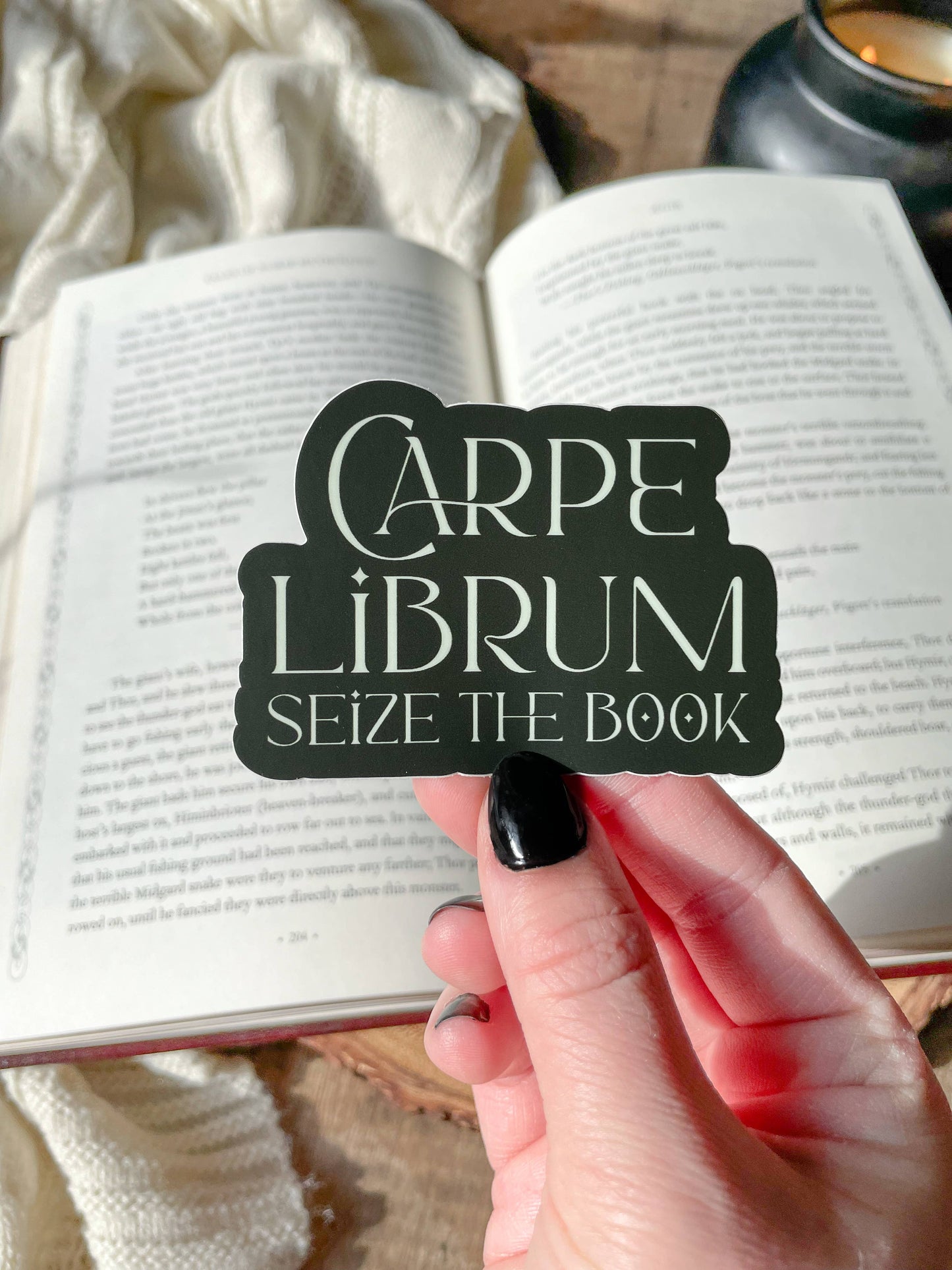 Meaggie Moos - Carpe Librum | Seize the Book | Waterproof Vinyl Sticker