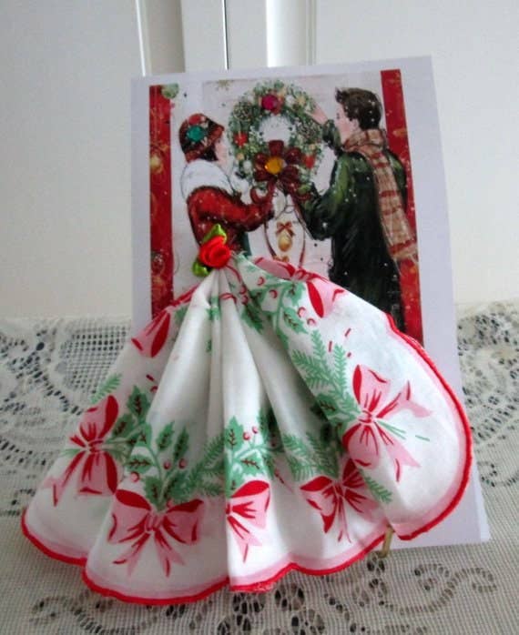 The Christmas Wreath Keepsake Hankie Card