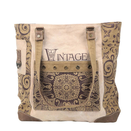 Clea Ray Canvas Bags & Clothing - Vintage Flower With Large Front Pocket Canvas Tote